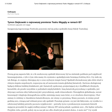 Tymon Siejkowski o najnowszej premierze Teatru Węgajty w ramach IST