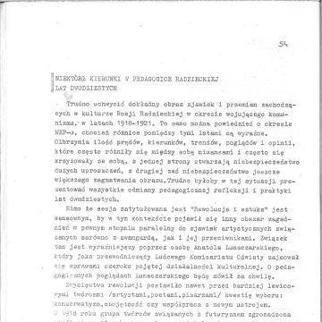 Niektóre kierunki w pedagogice radzieckiej