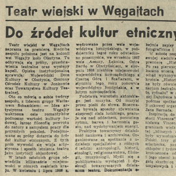 Teatr Wiejski w Węgajtach. Do źródeł kultur etnicznych