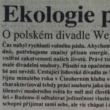 Ekologie Pameti. O polskem divadle Wegajty v Praze 