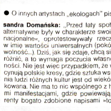 O innych artystach "ekologach" pisze Aleksandra Domańska