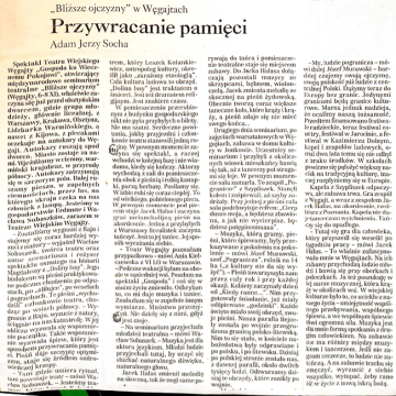 Przywracanie pamięci. "Bliższe ojczyzny" w Węgajtach 