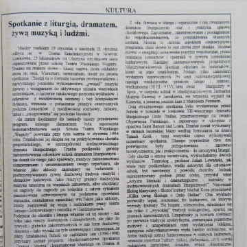 Spotkanie z liturgią, dramatem, żywą muzyką i ludźmi