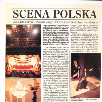 Scena Polska. "Noc Listopadowa" Wyspiańskiego otwiera sezon w Teatrze Narodowym