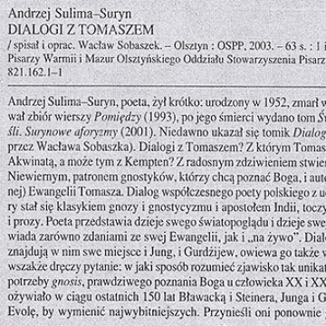 Andrzej Sulima-Suryn Dialogi z Tomaszem