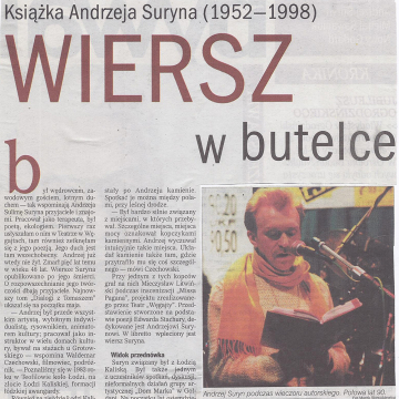 Książka Andrzeja Suryna (1952-1998). Wiersz w butelce