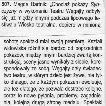 Chociaż pokazy Synczyzny...