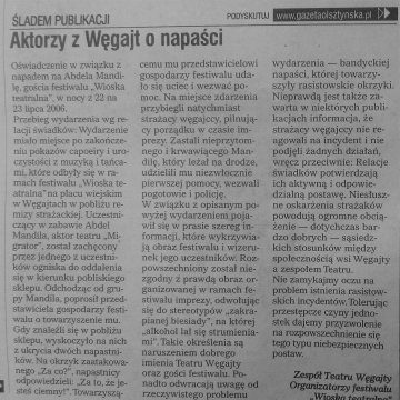 Aktorzy z Węgajt o napaści