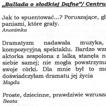 Ballada o słodkiej Dafne/ Centrum Praw Kobiet