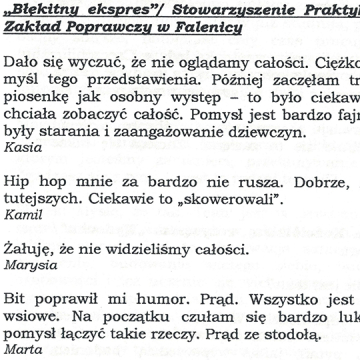 Błękitny ekspres/ Stowarzyszenie Praktyków Kultury i Zakład Poprawczy w Falenicy