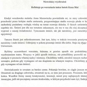 Niewolnicy wyobrażeń. Reflekcje po warsztacie tańca butoh Kena Mai