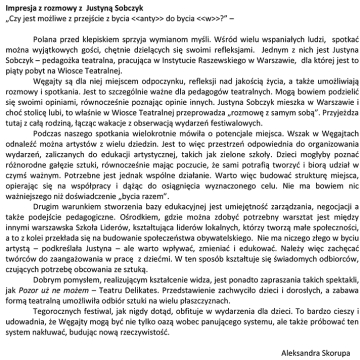 Impresja z rozmowy z Justyną Sobczyk