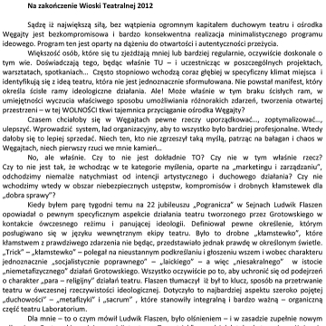 Na zakończenie Wioski Teatralnej 2012