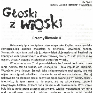Gazetka Festiwalu "Wioska Teatralna". Głoski z Wioski