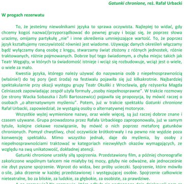 W progach rezerwatu