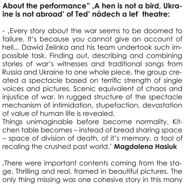 About the performance "A hen is not a bird, Ukraine is not abroad"...