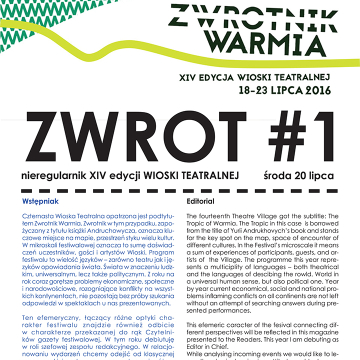 Gazetka Festiwalu "Wioska Teatralna". Zwrot