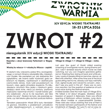 Gazetka Festiwalu "Wioska Teatralna". Zwrot