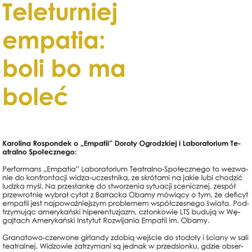 Teleturniej empatia: boli bo ma boleć