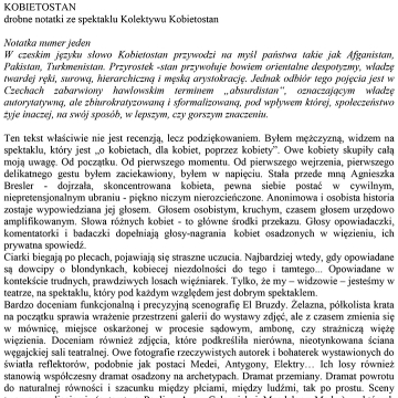Kobietostan, drobne notatki ze spektaklu Kolektywu Kobietostan