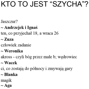 Kto to jest "szycha"?