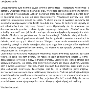 Lekcja patrzenia