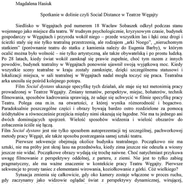 Spotkanie w dolinie czyli Social Distance w Teatrze Węgajty