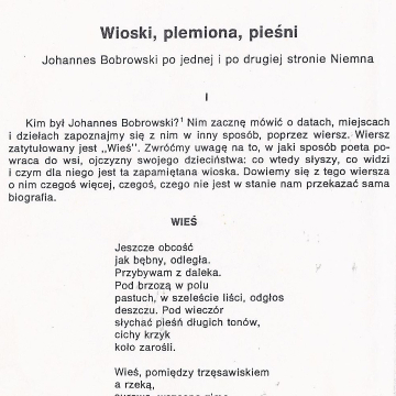 Wioski, plemiona, pieśni. Johannes Bobrowski po jednej i po drugiej stronie Niemna