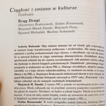 Ciągłość i zmiana w kulturze. Dyskusja. Krąg drugi