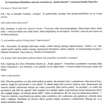 Ze Stamatisem Efstatiou, autorem warsztatu pt. "Statek błaznów"...