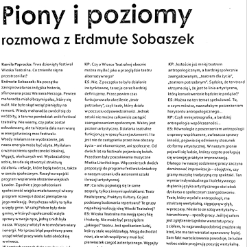 Piony i poziomy. Rozmowa z Erdmute Sobaszek