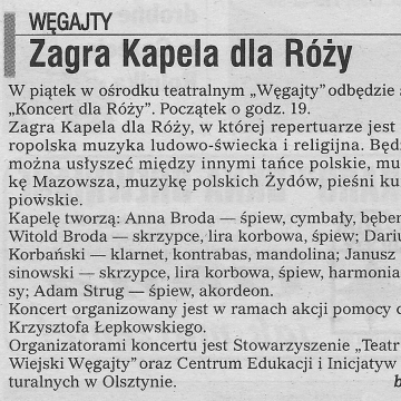 Zagra Kapela dla Róży 