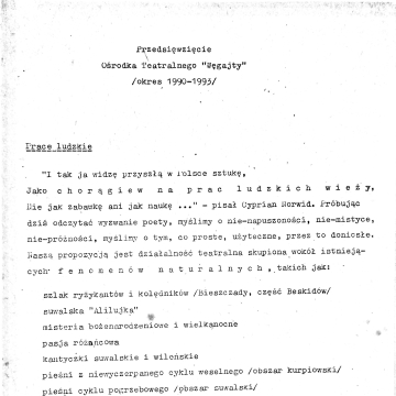 Przedsięwzięcie Ośrodka Teatralnego "Węgajty" (okres 1990-1993)