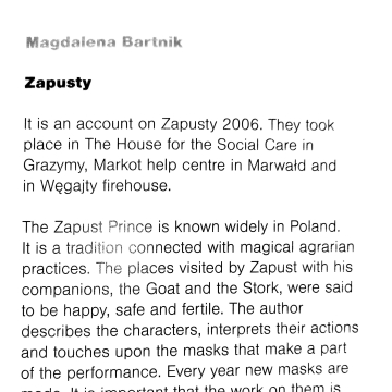 Magdalena Bartnik, Zapusty