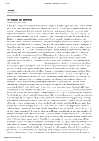 Trzy pejzaże, trzy spotkania