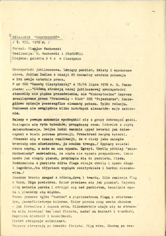 Działanie "Uroczystość"