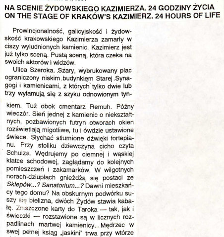 Na scenie Żydowskiego Kazimierza 24 godziny życia