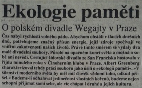 Ekologie Pameti. O polskem divadle Wegajty v Praze 
