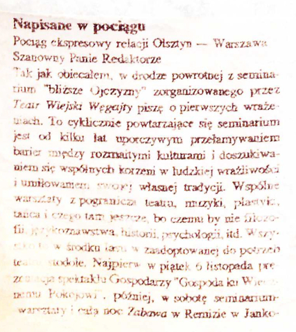 Napisane w pociągu