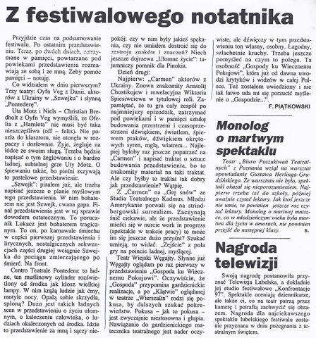 Z festiwalowego notatnika
