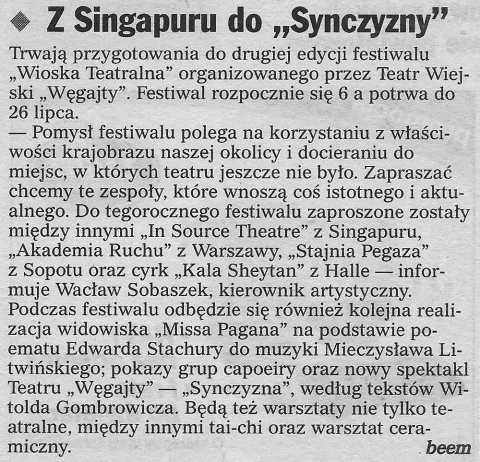 Z Singapuru do "Synczyzny"