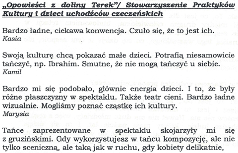 Opowieści z doliny Terek/ Stowarzyszenie Praktyków Kultury i dzieci uchodźców czeczeńskich