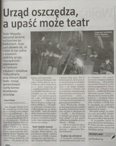 Urząd oszczędza a upaść może teatr