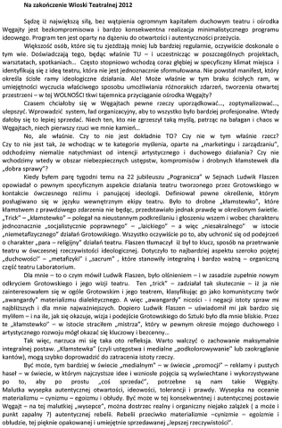 Na zakończenie Wioski Teatralnej 2012