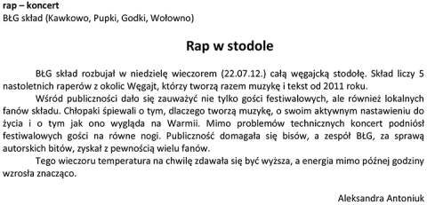 Rap w stodole
