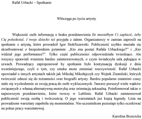 Włóczęga po życiu artysty 