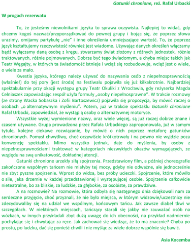 W progach rezerwatu