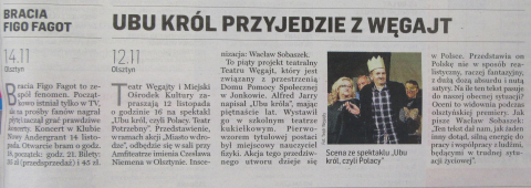 Ubu Król przyjedzie z Węgajt