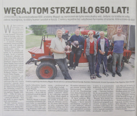 Węgajtom strzeliło 650 lat