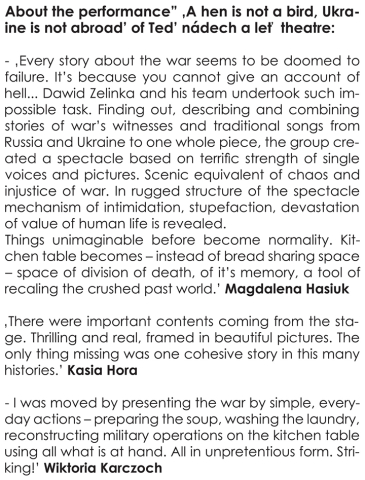 About the performance "A hen is not a bird, Ukraine is not abroad"...